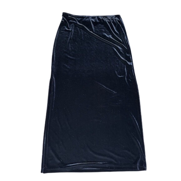 Vintage Ronni Nicole Black Velvet Maxi Skirt Witchy Gothic Holiday Glam L - Picture 1 of 4